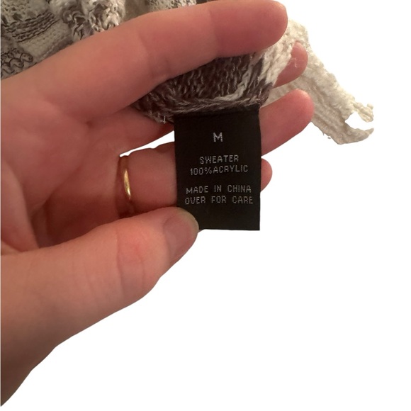 Women’s AB Studio White, Gray, & Black Striped Long Sleeve Open Sweater. Size M. - Picture 6 of 7